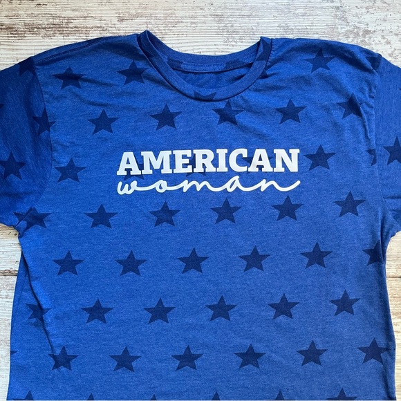 Women’s Star Print Unisex American Woman Graphic T-shirt Size M - Picture 4 of 4